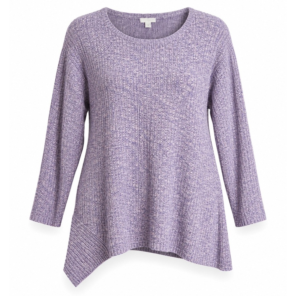 Pure Jill J. Jill XL Purple Marl Cotton Blend Asymmetrical Hem Tunic Sweater